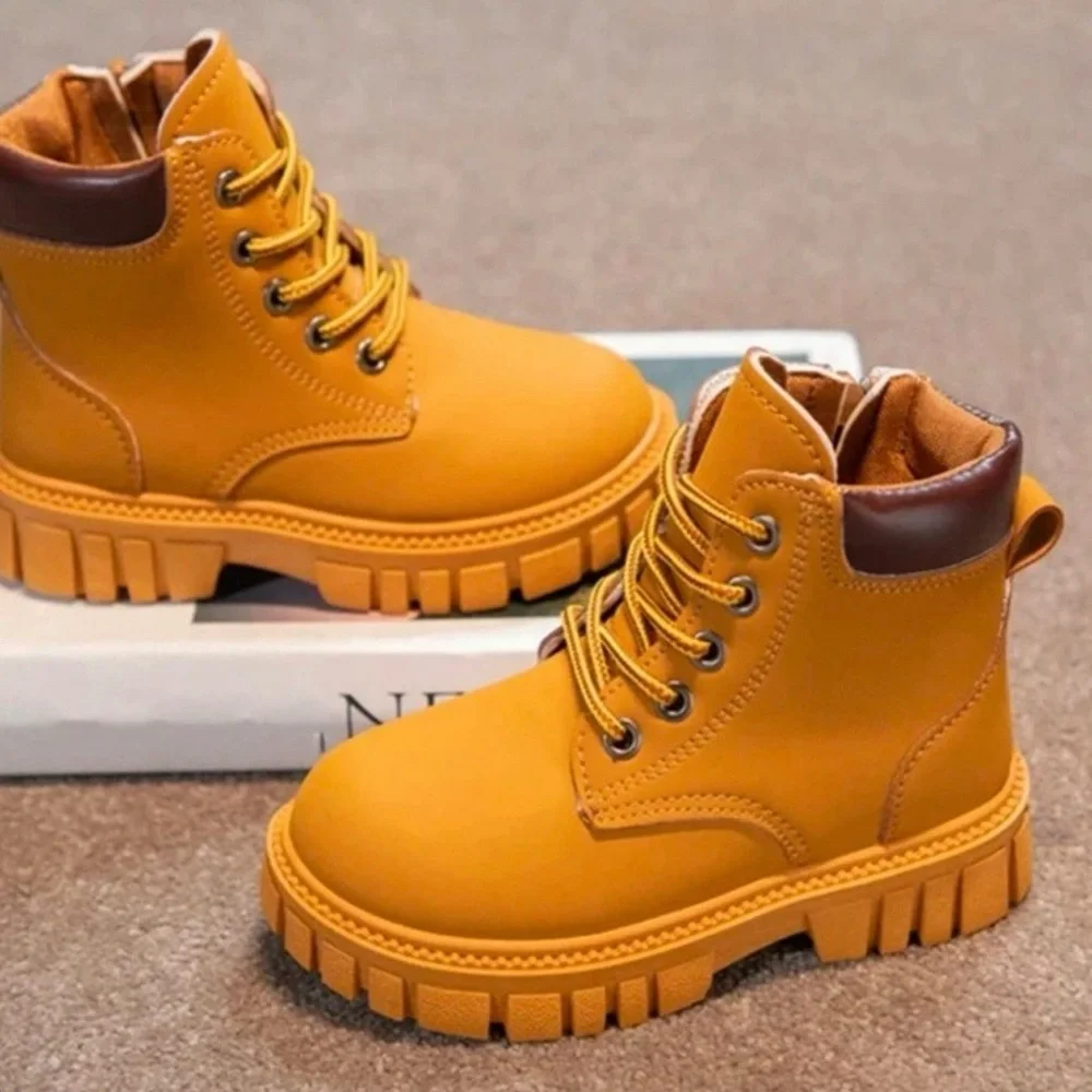 Yellow Lace-Up Ankle Boots - Picture 1 of 2